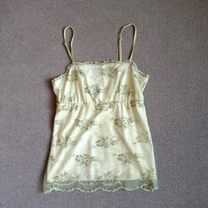 Vtg New York & Company Lace Baby Doll Top Womens XS Coquette Green Y2K 90s USA